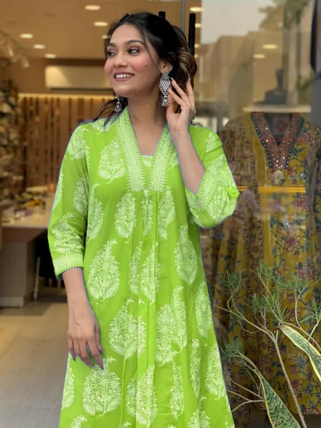 Women's Rayon Blend Anarkali Printed Kurta with Pant & Dupatta