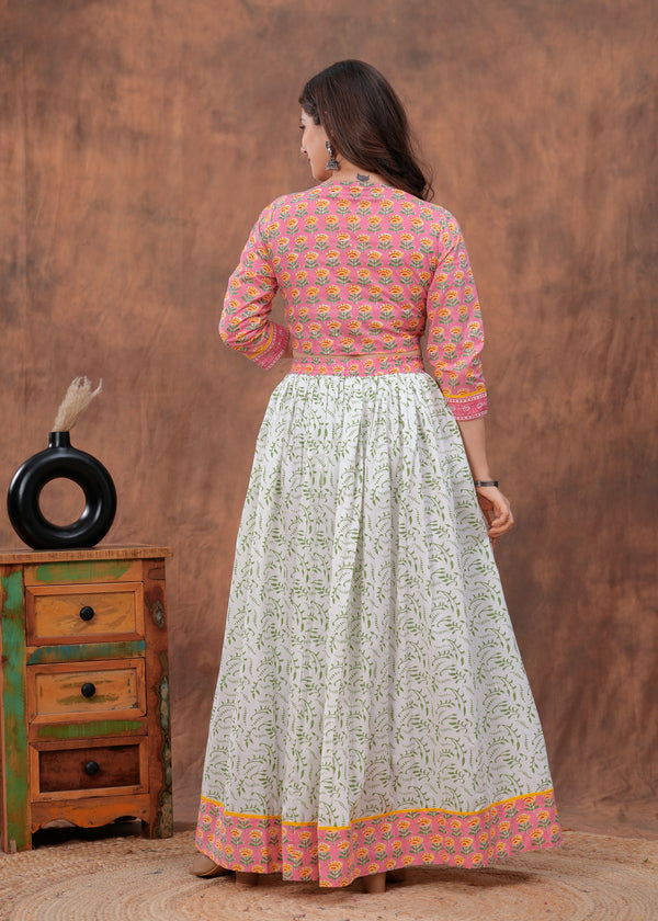 Floral Printed Block Print Pure Cotton Ready to Wear Lehenga With Blouse & Dupatta