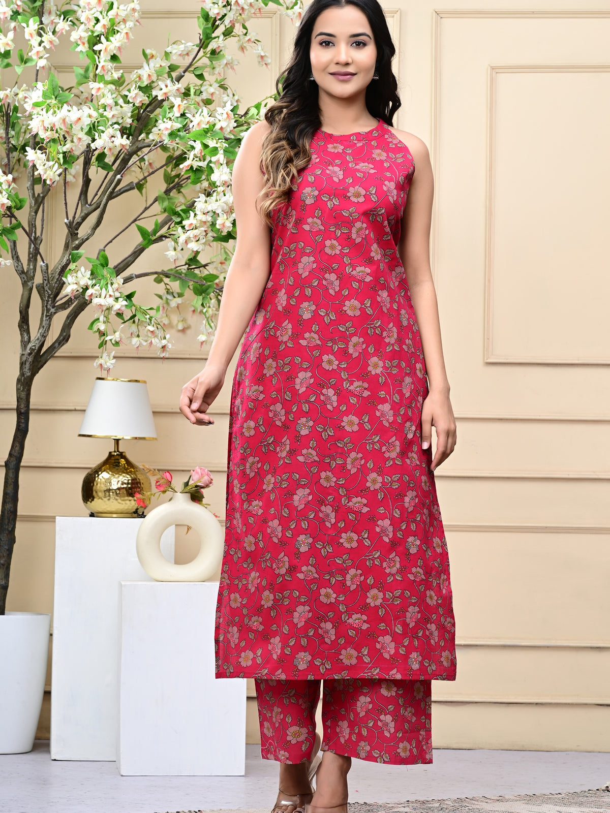 Floral Printed Pure Cotton Kurta with Palazzos