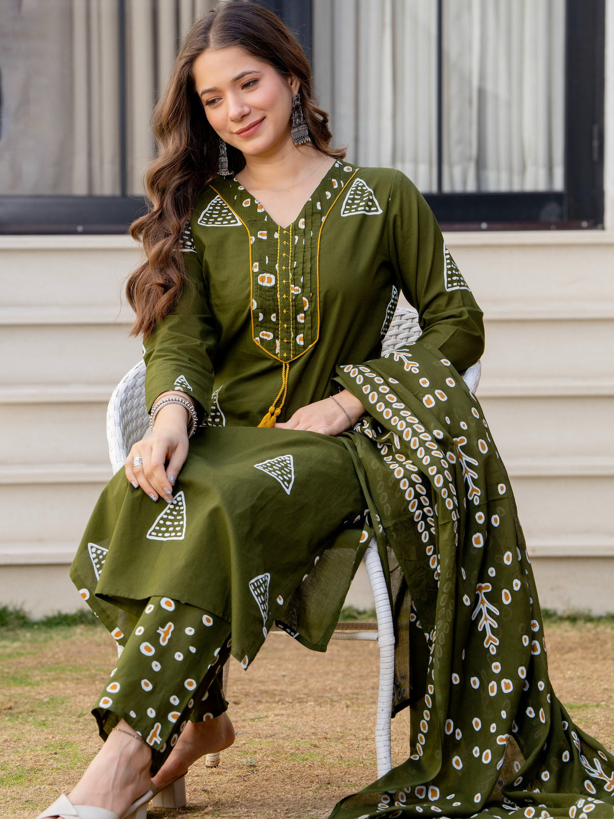 Pure Cotton Printed Straight Kurta Set with Palazzo Pants & Dupatta