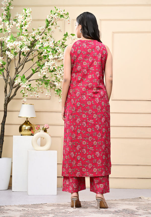Floral Printed Pure Cotton Kurta with Palazzos