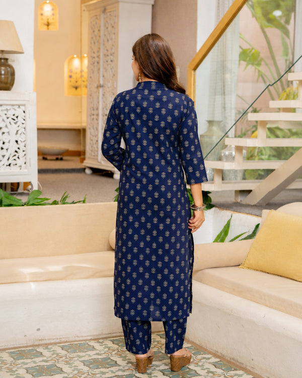 Pure Cotton Straight Kurta Set with Palazzo Pants & Dupatta