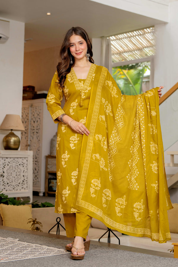 Gekha cotton Straight Kurta Set with Palazzo Pants & Dupatta|Ethnic wear|Kurta Set for Women
