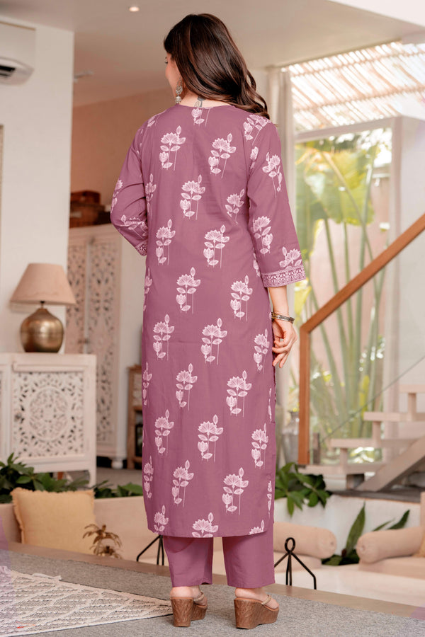 Gekha cotton Straight Kurta Set with Palazzo Pants & Dupatta Set