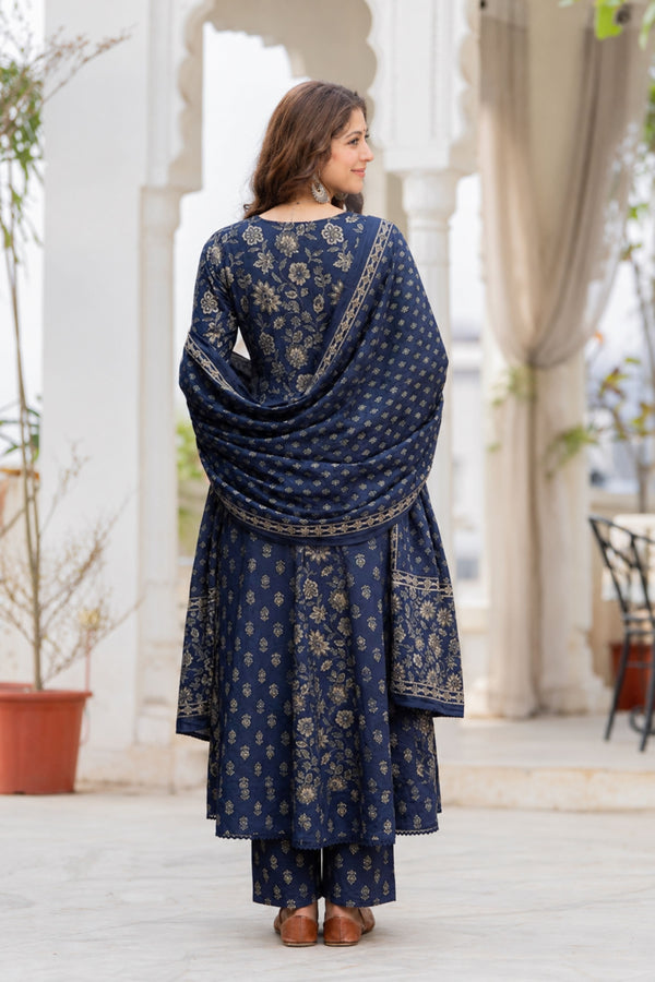 GEKHA Women's Printed Flared Kurta Pant with Dupatta Set |Floral Ethnic Suit Set |Kurta for Festive, Casual & Office Wear