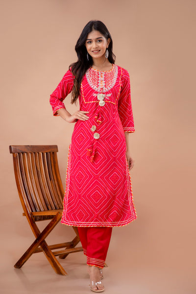 Ethnic Motif Printed Gotta Patti Embellished Kurta With Trouser & Dupatta